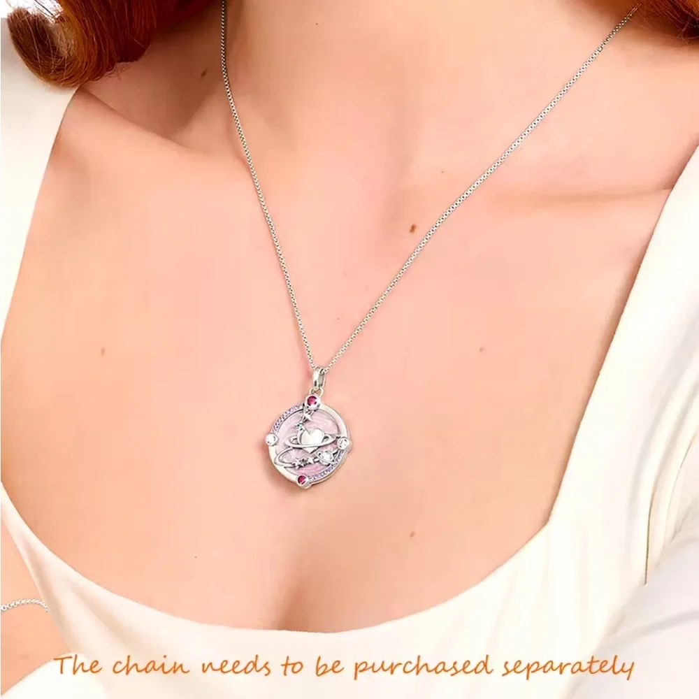 NWOT Solid Sterling pink heart and constellations pendant - Picture 4 of 7